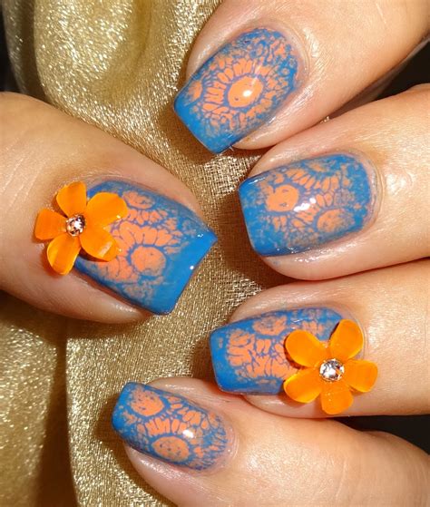 Wendys Delights Bright Orange Flower 3d Nail Decorations From