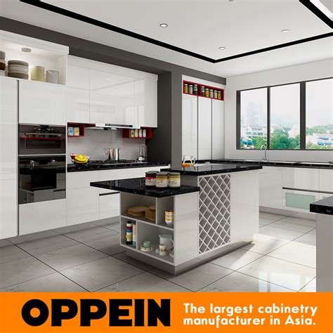 Modern High Gloss White Hpl Lacquer Wooden Kitchen Cabinet Op Hpl