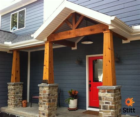 Stunning Craftsman Entry with Vibrant Red Door