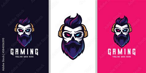 Skull Gamer Mascot Logo Design Vector With Concept Style For Badge