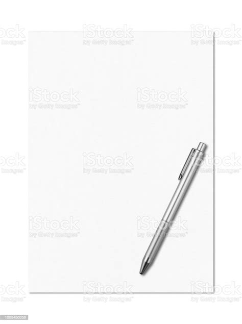 Blank White A4 Paper Sheet And Pen Mockup Template Stock Photo