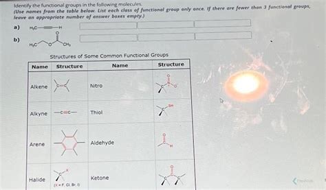 Solved Identify The Functional Groups In The Following Chegg