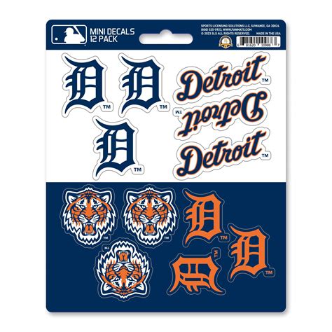 Fanmats Detroit Tigers 12 Count Mini Decal Sticker Pack