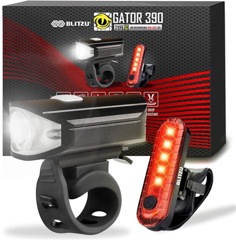 BLITZU Gator 390 USB Rechargeable LED Bike Light Set Bicycle Headlight