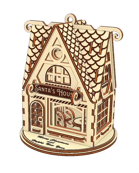 Santa Workshop Christmas House Glowforge File For Laser Cut Santa House