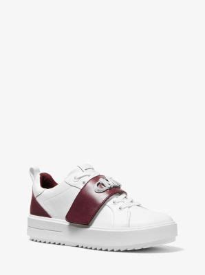 Emmett Two Tone Logo Embellished Leather Sneaker Michael Kors