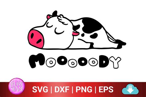 Moody Cow Svg Sleepy Cow Lazy Cow Grafica Di Ruby Siam Creative Fabrica