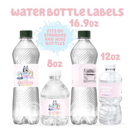 Water Bottle Labels Template, Water Bottle Label Blank Template, Canva Editable Template, DIY ...