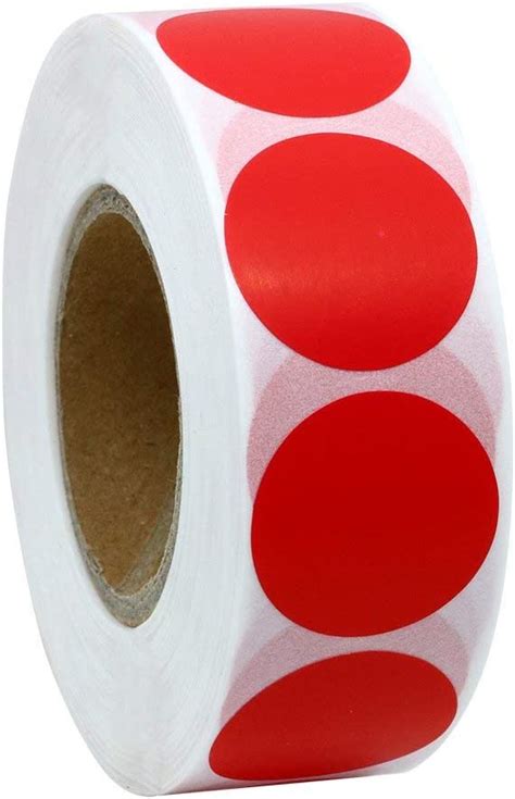 Hybsk Color Coding Dot Labels Inch Round Natural Paper Red Stickers