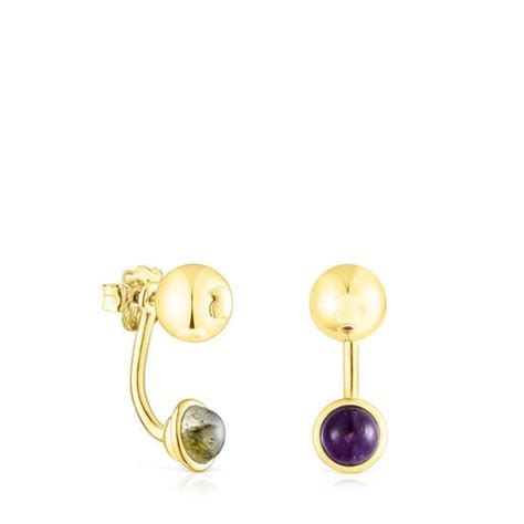 Silver Vermeil Plump Earrings With Gemstones TOUS