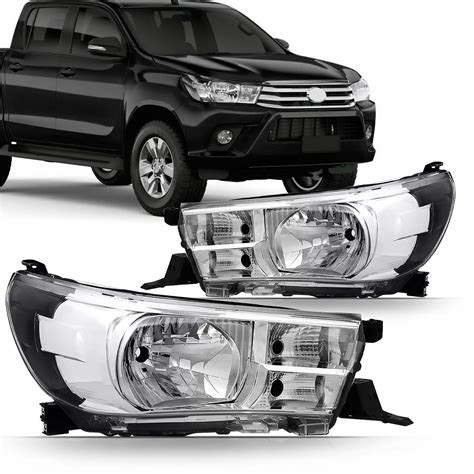 Farol principal Hilux 2016 a 2019 Máscara Cromada