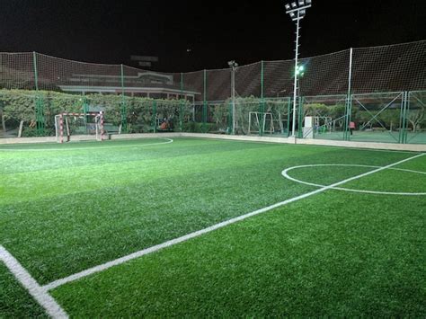 Premium Photo View Of Soccer Field At Night