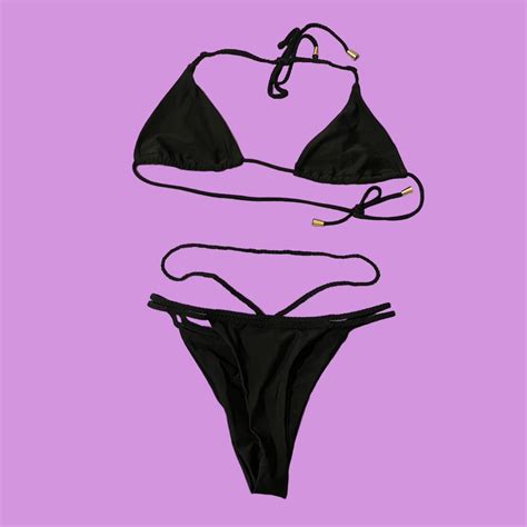 Fashionnova Black Bikini With Gold Hardware On Depop