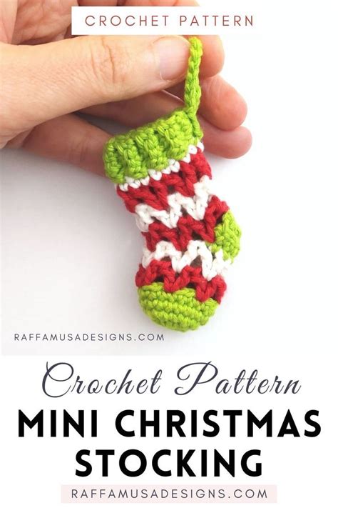 A Crocheted Mini Christmas Stocking Ornament Crochet Ornament Patterns