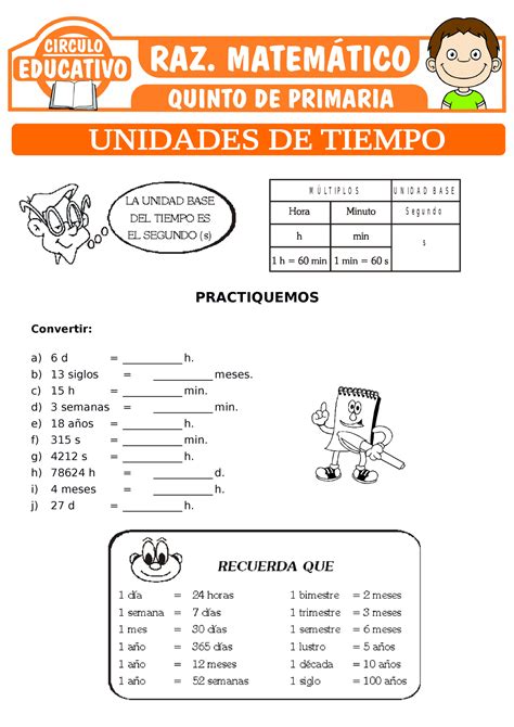 Problemas De Unidades De Tiempo Para Quinto De Primaria Practiquemos