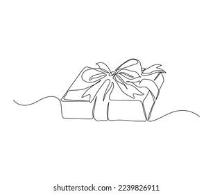 Continuous One Line Drawing Present Box Stock Vector (Royalty Free ...