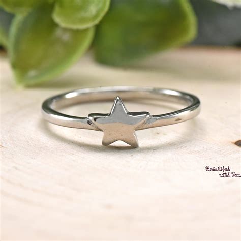 Simple Sterling Silver Star Ring Cute Star Silver Ring Womens Etsy