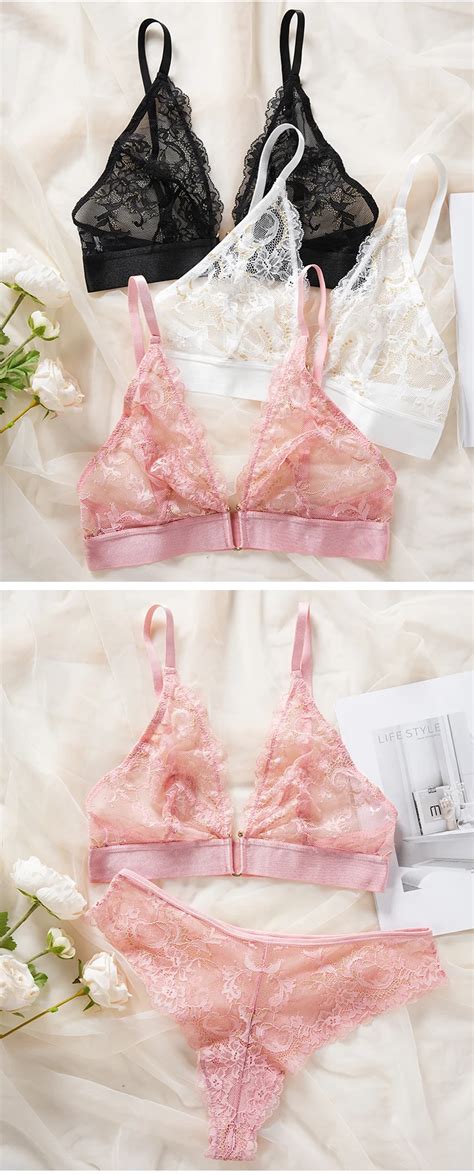 Ladymate Odmoem Conjunto De Lenceria Sexy See Through Bra Set Front Closure Design Women Sexy