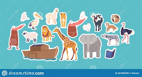 Noah`s Ark With Wild Animals In Nature Scene Vector Illustration ...