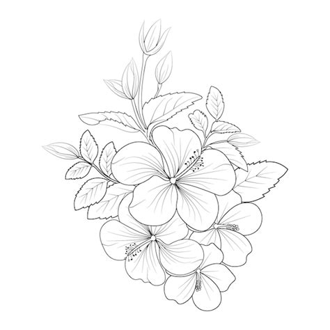 Premium Vector Isolated Hibiscus Flower Hand Drawn Vector Sketch