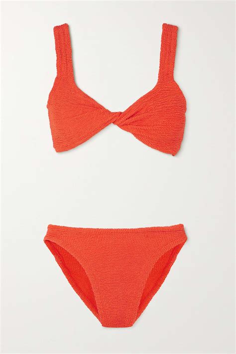 HUNZA G Juno Metallic Seersucker Bikini NET A PORTER