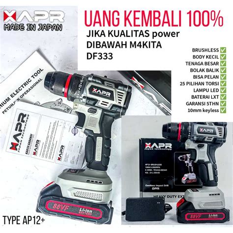 Jual APR JAPAN RAJA BOR CORDLESS BRUSHLESS TYPE AP12 10mm Keyless Auto