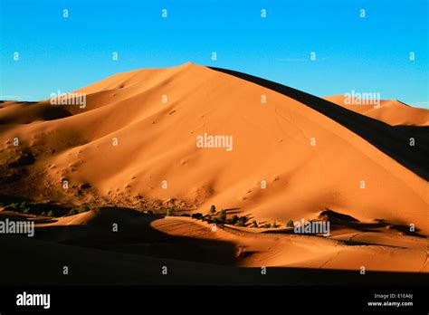 Erg Chebbi Sand Dunes In The Sahara Desert Near Merzouga Morocco Stock