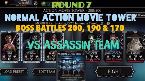 Round 7 Normal Action Movie Tower Boss Battles 200 190 170 Rewards