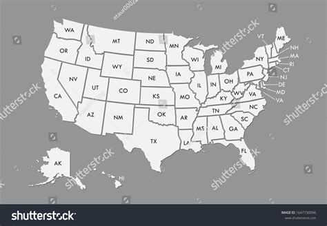 Usa Map Land Area Vector State Stock Vector (Royalty Free) 1647730096 ...