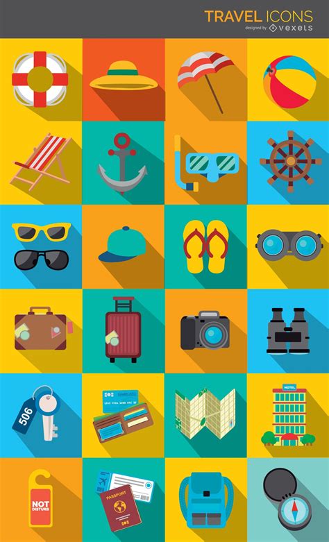 Viajes Iconos De Colores De Sombra Descargar Vector