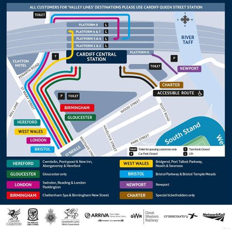 cardiff central  map  departure   routes grail