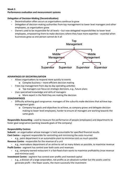 Week 3 Lectures Managerial Accounting Notes Week 3 Performance