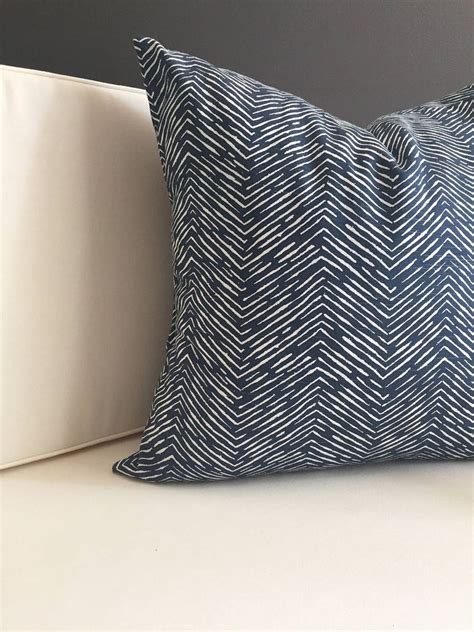 Navy Boho Pillow Cover Waves Blue Boho Pillow Tribal Etsy