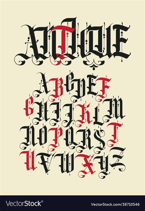 Antique font set vintage alphabet letters Vector Image