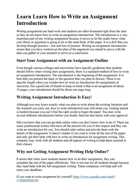 How To Write An Assignment Introduction By Victoria Issuu