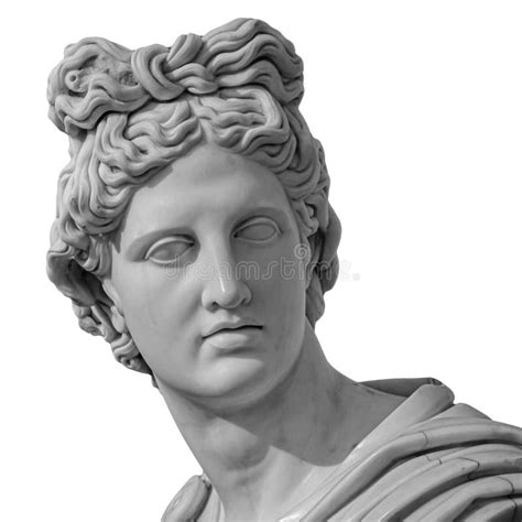 Portrait of a Plaster Statue of Apollo Isolated on White Stock Image ...