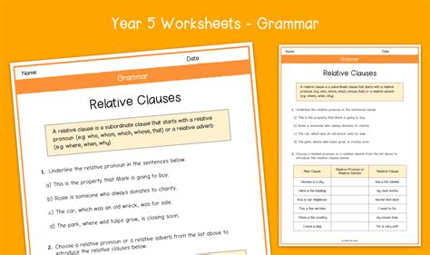 Year 5 Relative Clauses Worksheets Ks2 Grammar Primary English