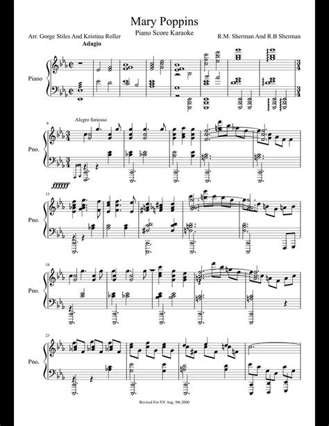 Mary Poppins Sheet Music For Piano Download Free In Pdf Or Midi