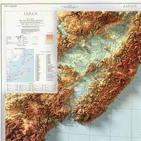 Japan Topographic Map 1945 Shaded Relief Map Fine Art - Etsy