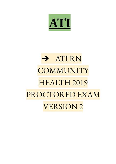 Ati Rn Community Health 2019 Proctored Exam Version 2 Instant