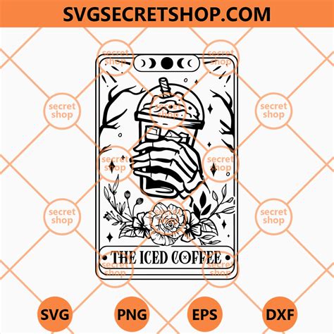 The Iced Coffee Tarot Card Svg Skeleton Drinks Iced Coffee Svg Coffee