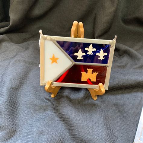 Cajun Acadian Flag Stained Glass Flag Louisiana Cajun | Etsy