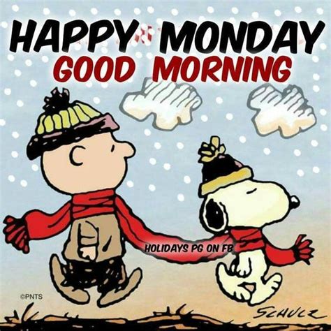 A Charlie Brown Christmas Card Saying Happy Monday Good Morning