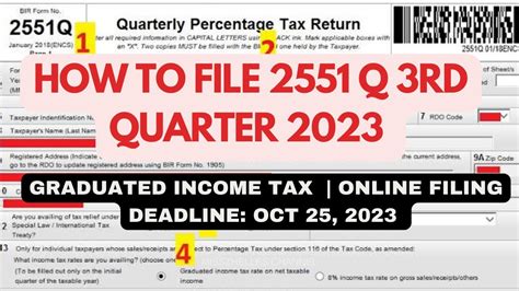 HOW TO FILE BIR PERCENTAGE TAX 2551Q 3RD QUARTER DEADLINE OCT 25 2023