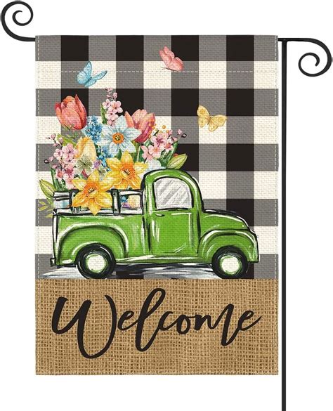 Newhomestyle Welcome Spring Floral Garden Flag Double Sided Outside