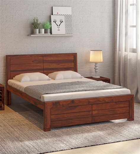 Buy Segur Sheesham Wood Queen Size Bed In Provincial Teak Finish At