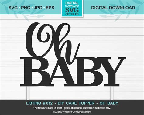 Oh Baby Svg Cupcakecake Topper Baby Shower Svg Cut File Etsy