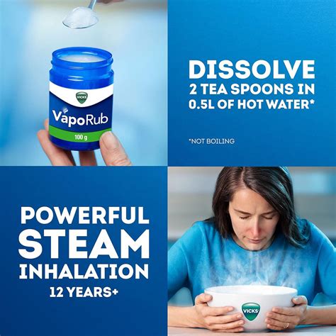 Vicks VapoRub 100g for Cold Relief - Nasal Congestion, Cough, Sore