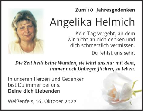 Traueranzeigen Von Angelika Helmich Abschied Nehmen De