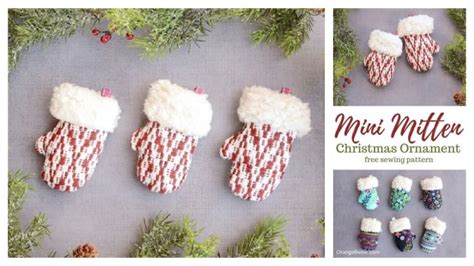 Mini Mitten Christmas Ornament Free Sewing Pattern Fabric Art Diy